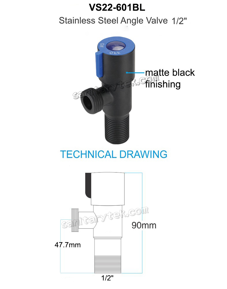 Black stainless steel angle valve