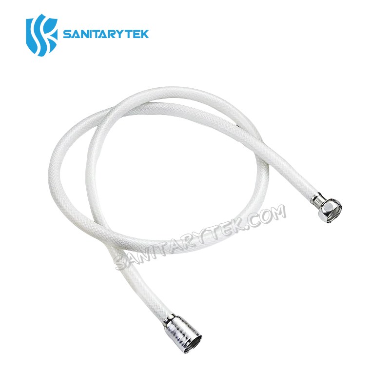 White, reinforced PVC flexible hose