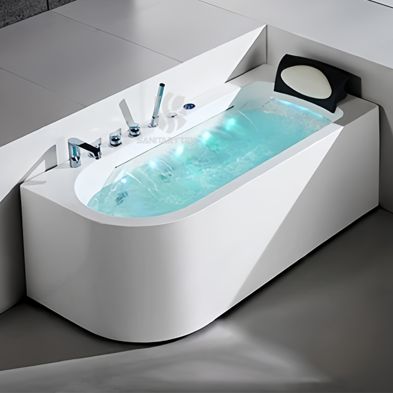 Corner whirlpool bath tub