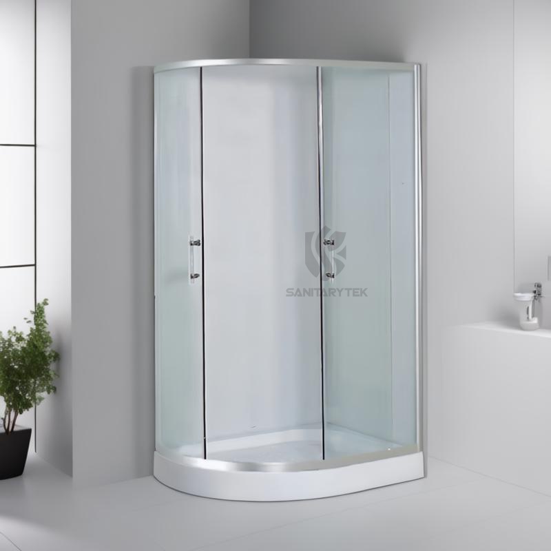 Offset quadrant shower enclosure