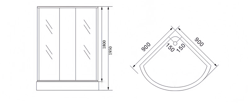 Offset quadrant shower enclosure