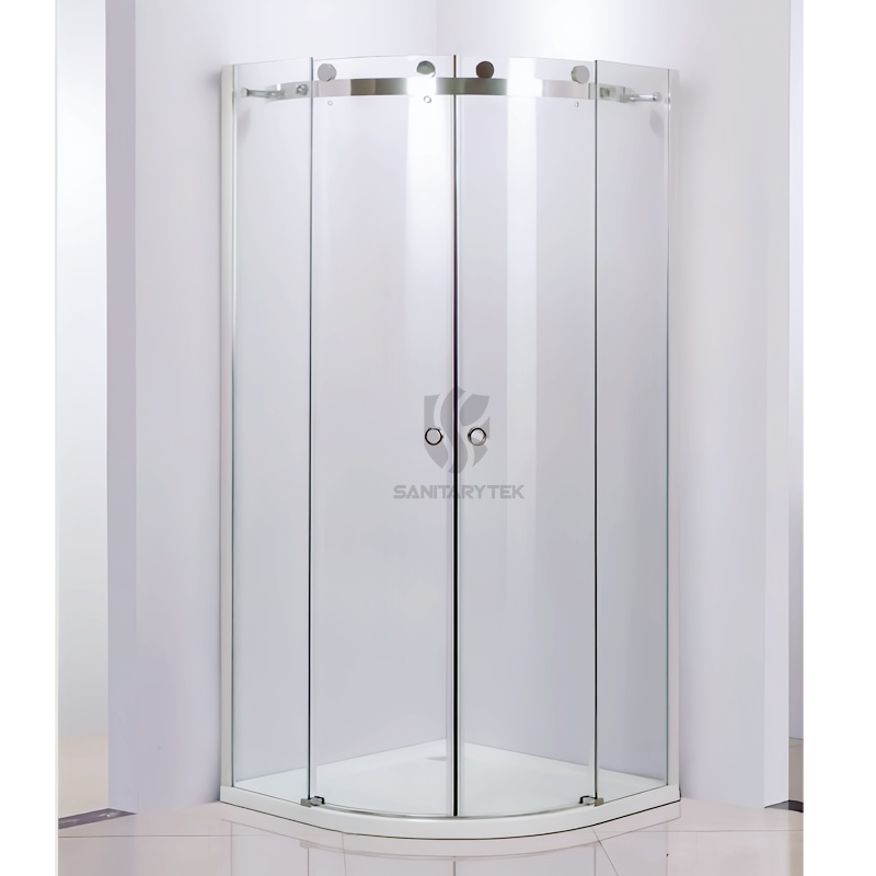 Frameless quadrant shower enclosure