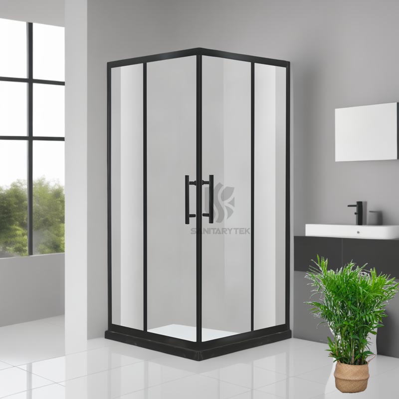 black shower enclosure