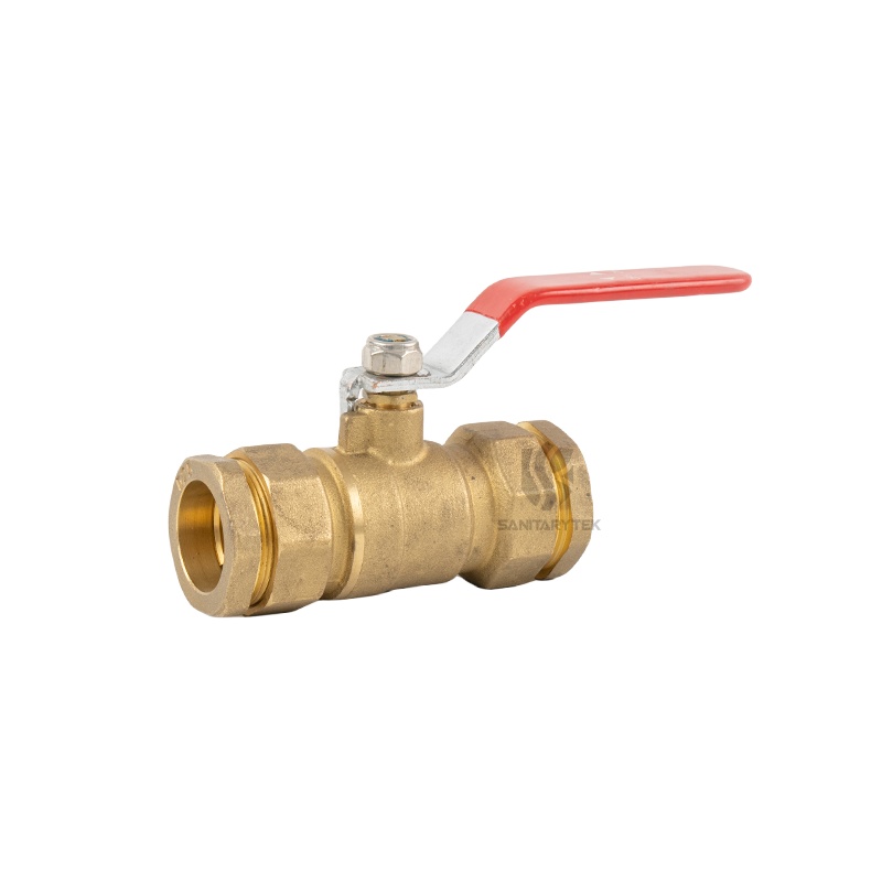 Brass ball valve with compression ends for PE pipe