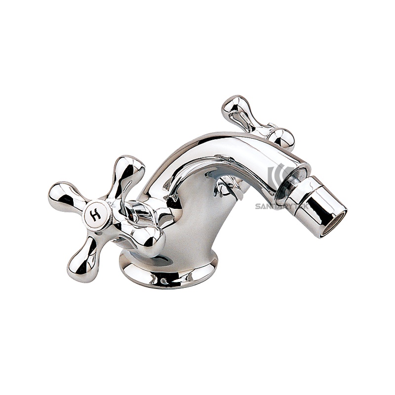 Single-hole bidet mixer with two handle