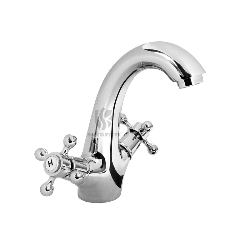 Single-hole bidet mixer with two handle