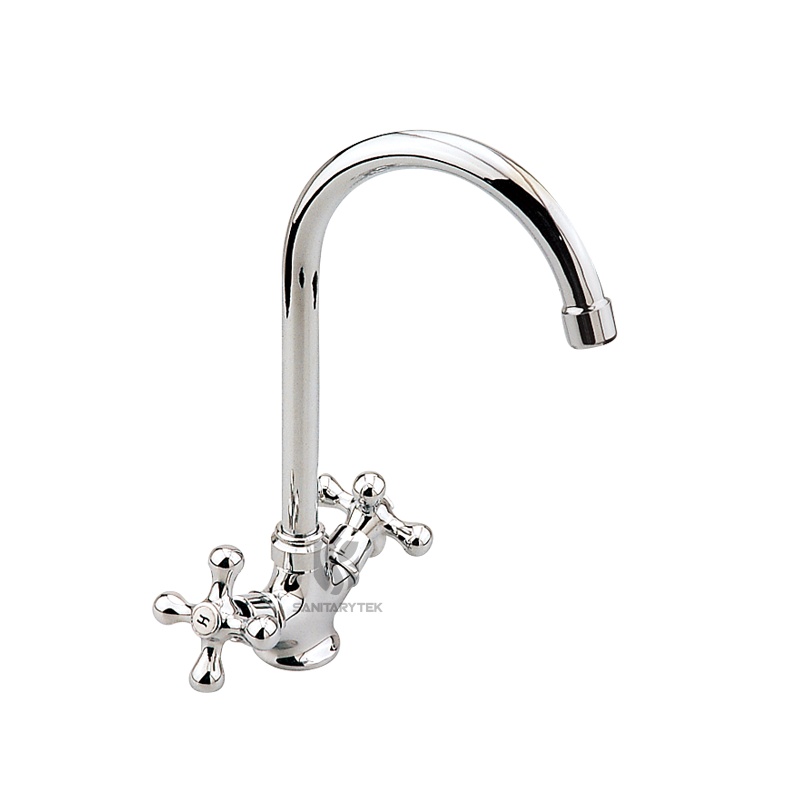 Single-hole unit for sink with P-like swivel spout