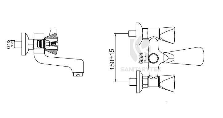 Bath mixer with shower set