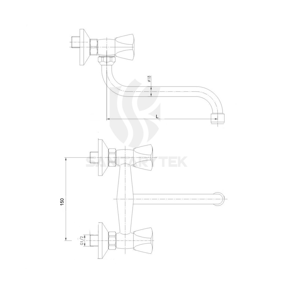 Wall-mounted sink mixer