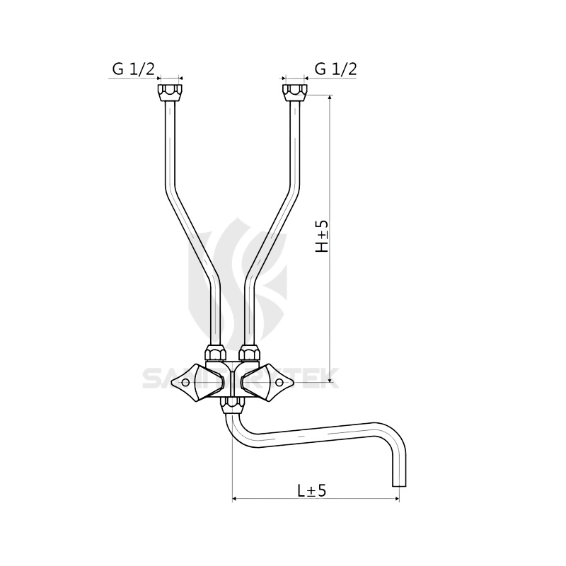 Wall mounted Basin/Sink mixer for low-pressure water heater