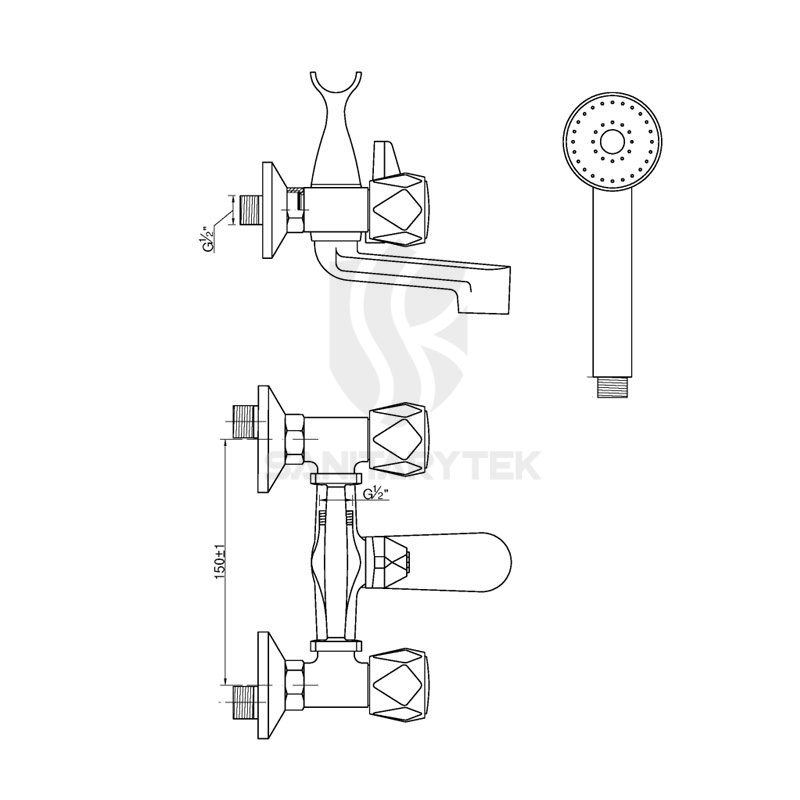 Wall mounted bath mixer