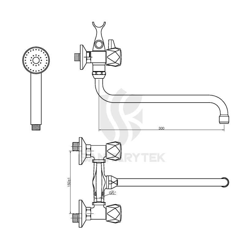 Wall mounted bath shower mixer