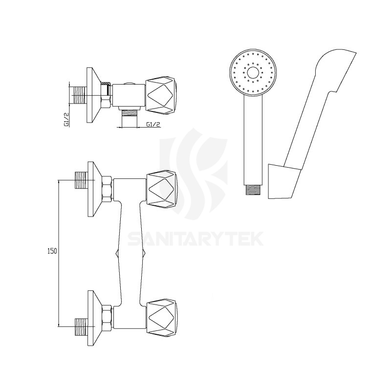 Wall mounted shower mixer