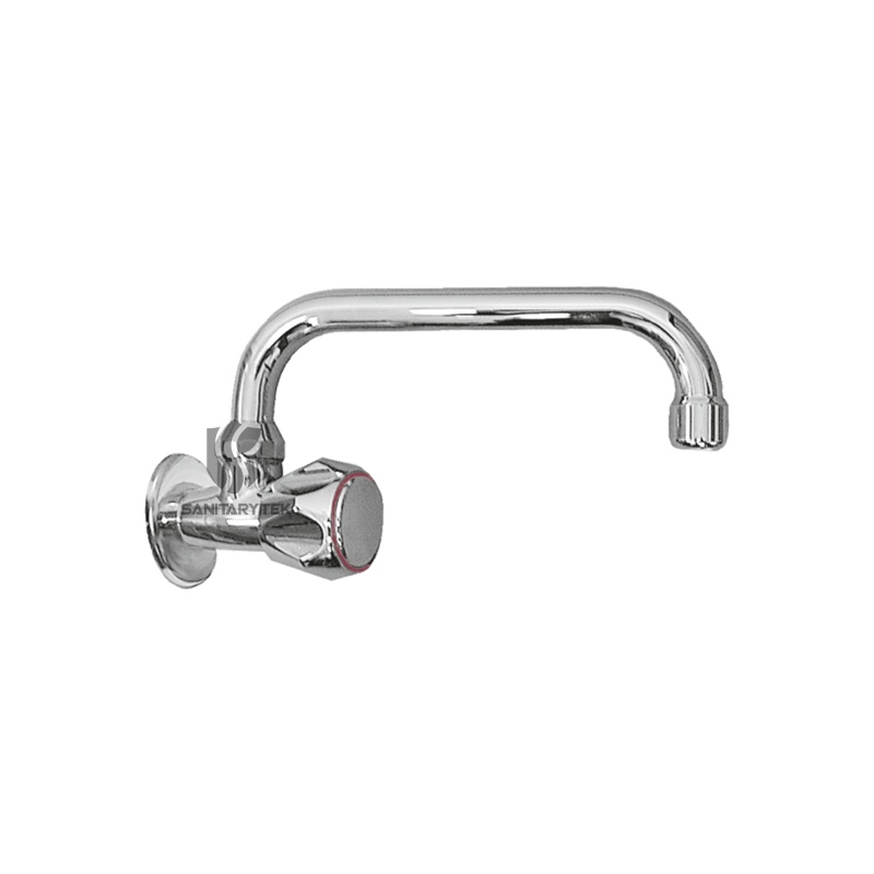 Wall sink tap with S spout