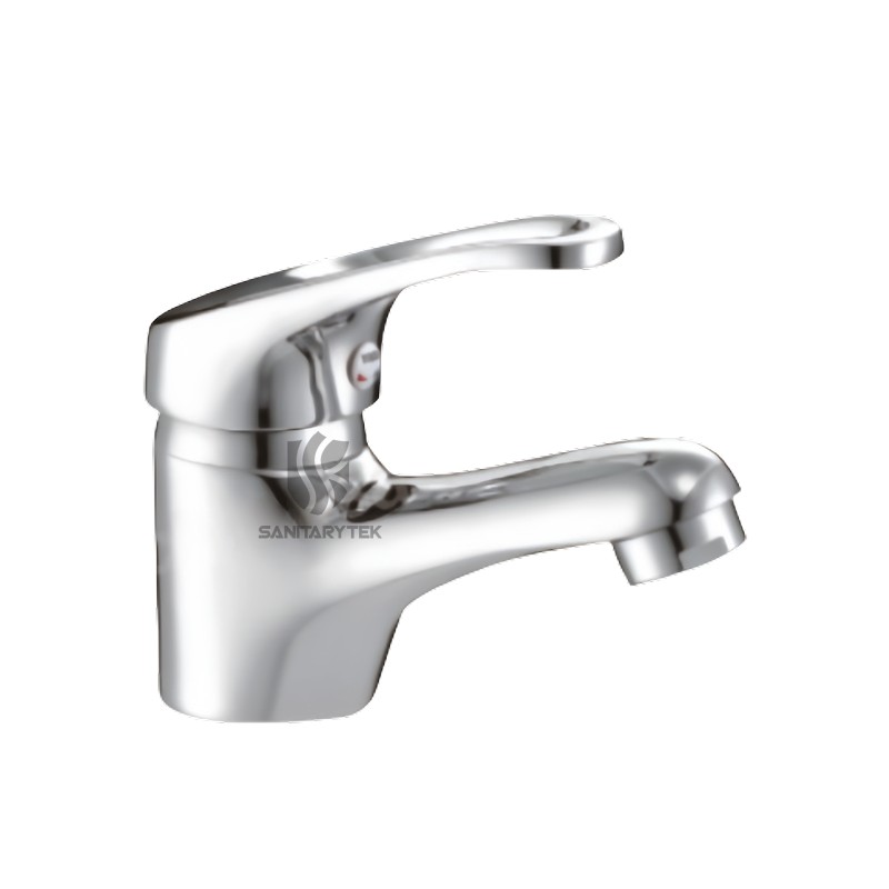 Single lever basin mixer without pop-up waste