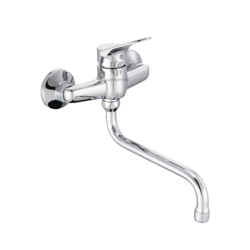 Wall mounted sink mixer with swivel spout