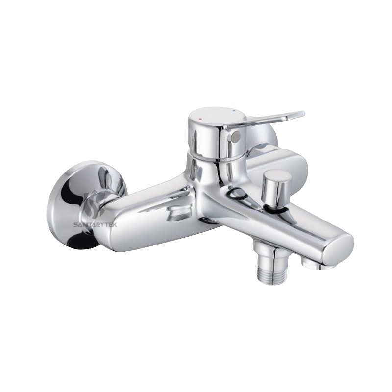 Wall single lever bath-shower mixer