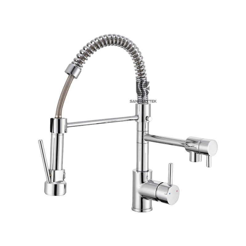 Pull-down single handle kitchen faucet