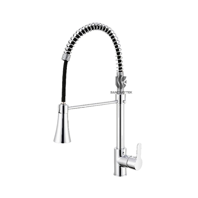 Pull-down single handle kitchen faucet