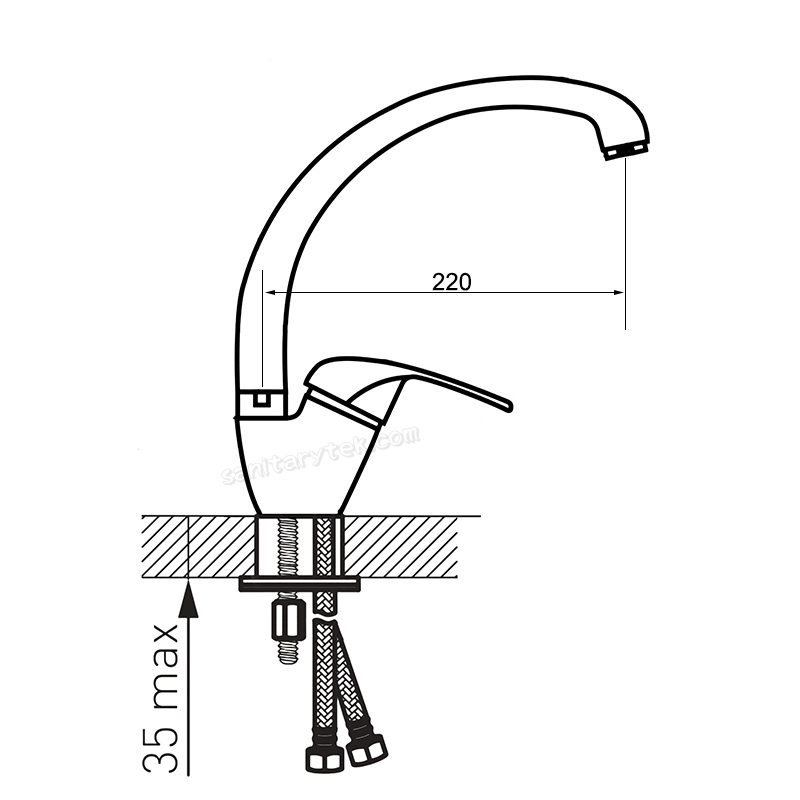 Sink mixer with high spout