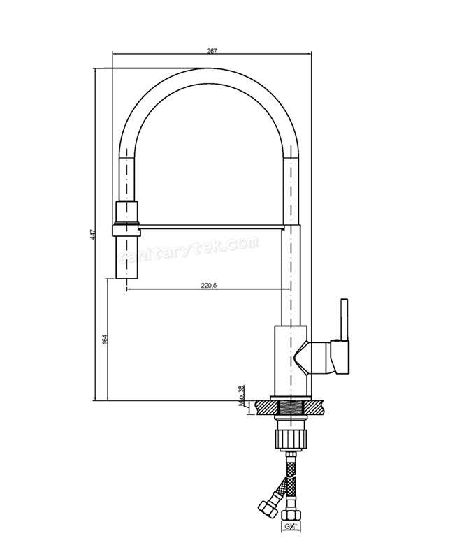 Sink mixer with high spout