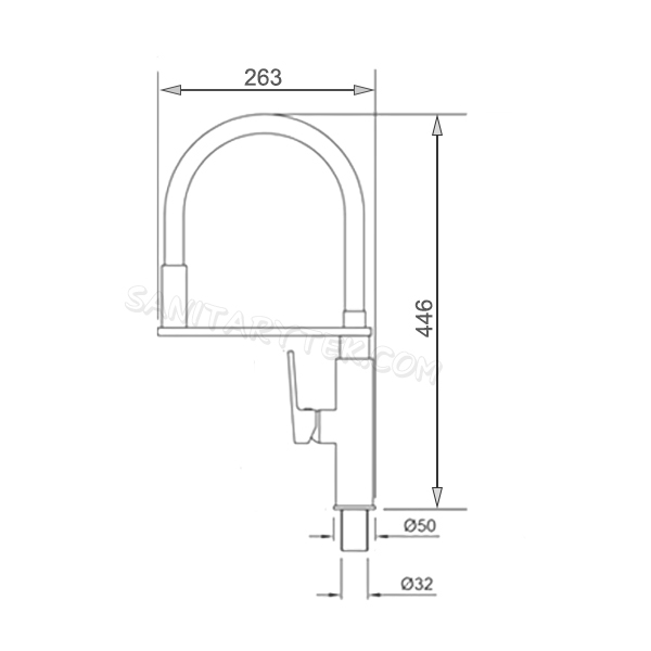 Sink mixer with high spout