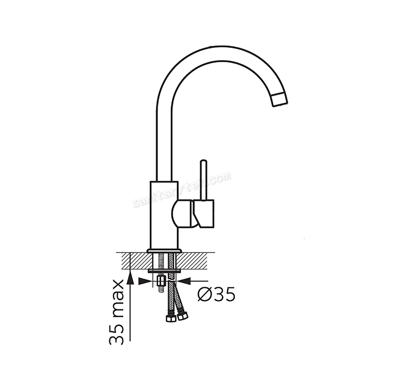 Single lever sink mixer with swivel spout