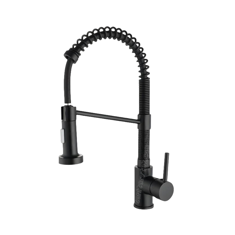 Pull-Down Single Handle Kitchen Faucet in Matte Black