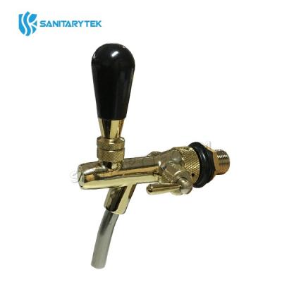 Adjustable beer tap shank G5/8x35mm gold plated