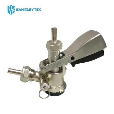 Beer keg coupler D type with safety pressure relief valve