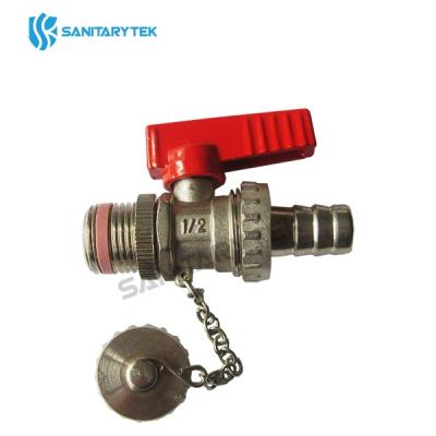 Boiler drain valve with hose connection, cap and chain