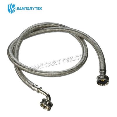 Braided stainless steel washing machine hose with pipe