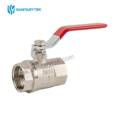 Brass ball valve with red steel flat handle,F/F, full bore