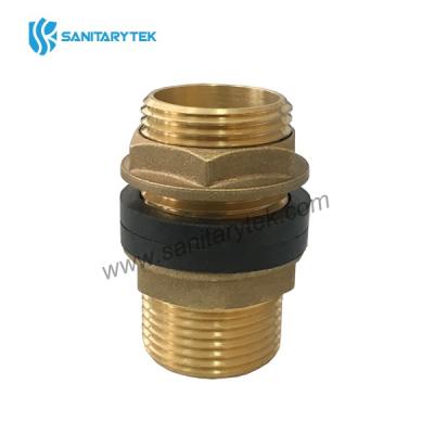 Brass flanged tank connector male thread