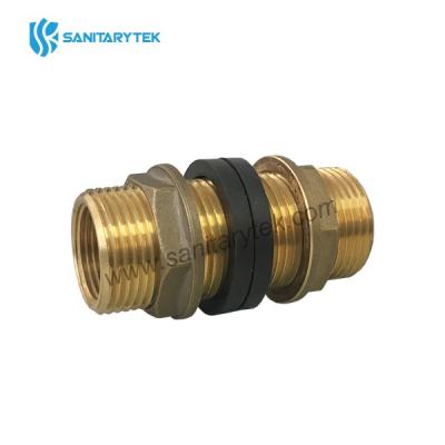 Brass male/female thread tank connector, movable nut