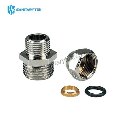 Brass nipple with concial nut - chrome plated