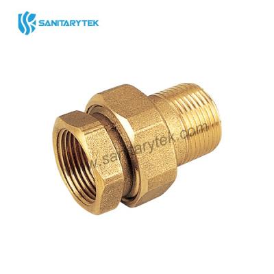 Brass straight union connector in 3 pieces MxF