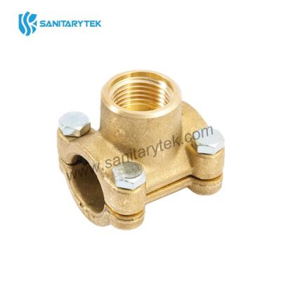 Brass tee pipe saddle with female thread