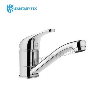 Chrome standing basin faucet with swivel spout