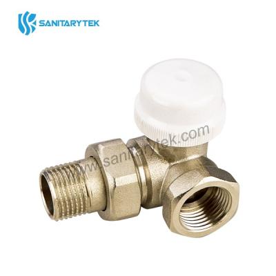 Co-axial right thermostatic valve with female connection and protection cap