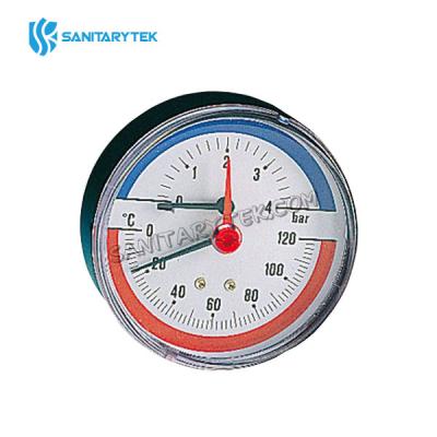 Combined thermometer pressure gauge, back connection