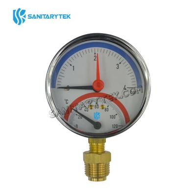 Combined thermometer pressure gauge