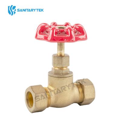 Compression brass stop valve with iron handle