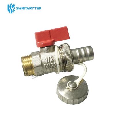 Drain ball valve for boiler with hose union and plug