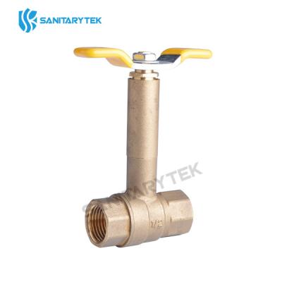 Long bonnet brass ball valve with FIP connection, T-handle