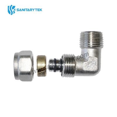 Male elbow fitting for multilayer pipe, nickel plated