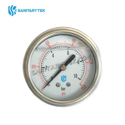 Pressure gauge - Stainless steel casing - Glycerine - back connection