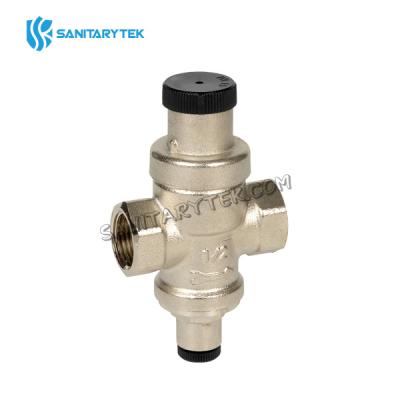 Pressure reducer with female connections and manometer holder, nickel plated