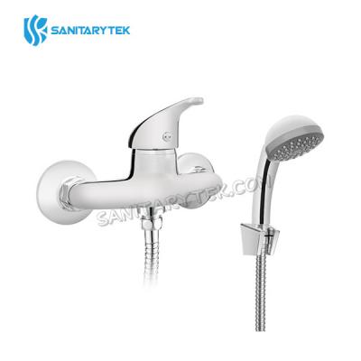 Shower wall mounted faucet, with accessories, chrome