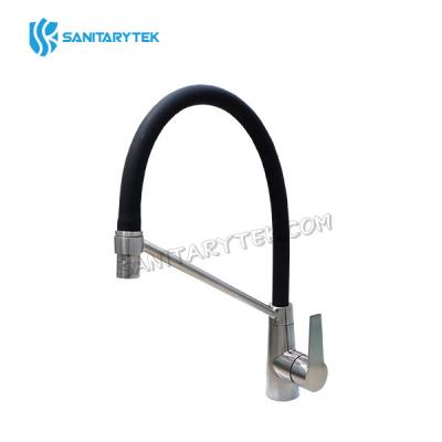 Stainless steel single handle pull-down kitchen faucet